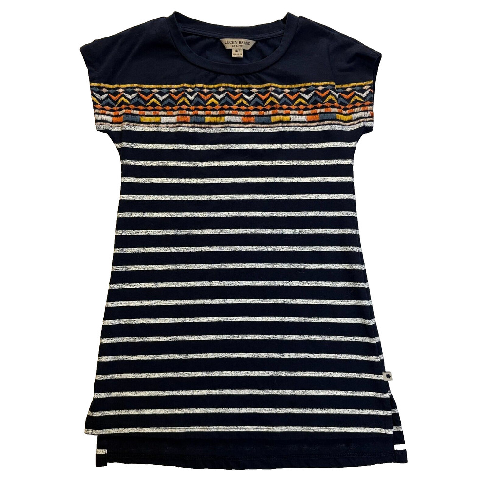 Lucky Brand Dress Girls/Blue stripe/ Southwestern-inspired/Size 4-5 casual/play